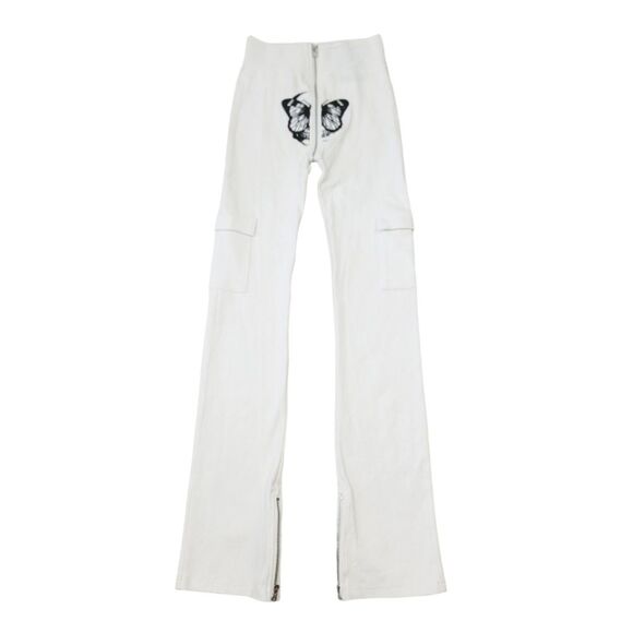 NEW Tordrobes Butterfly Signature U-Zip Cargo Pants in White/Black Size Medium - Picture 3 of 12